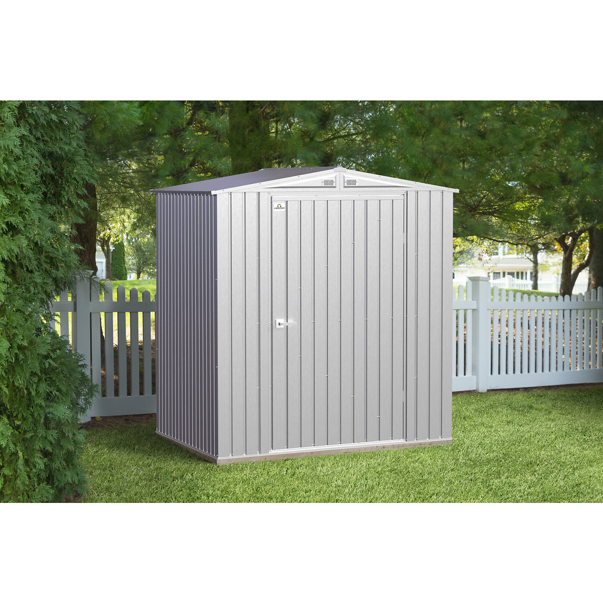 Arrow Storage Products, Elite Steel Storage Shed, 6x6 Galvalume, Length 6.1 ft, Width 6.2 ft, Model# EG66AB
